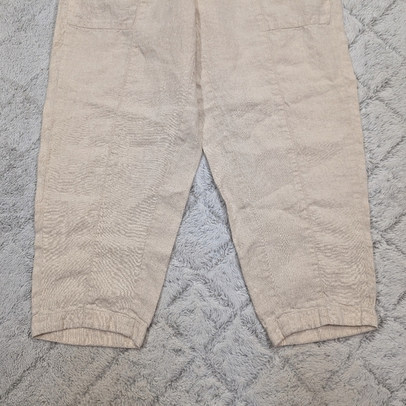 Eileen Fisher Pants Womens S Petite Beige Cream Linen Cropped Pull On Minimalist - Picture 3 of 9